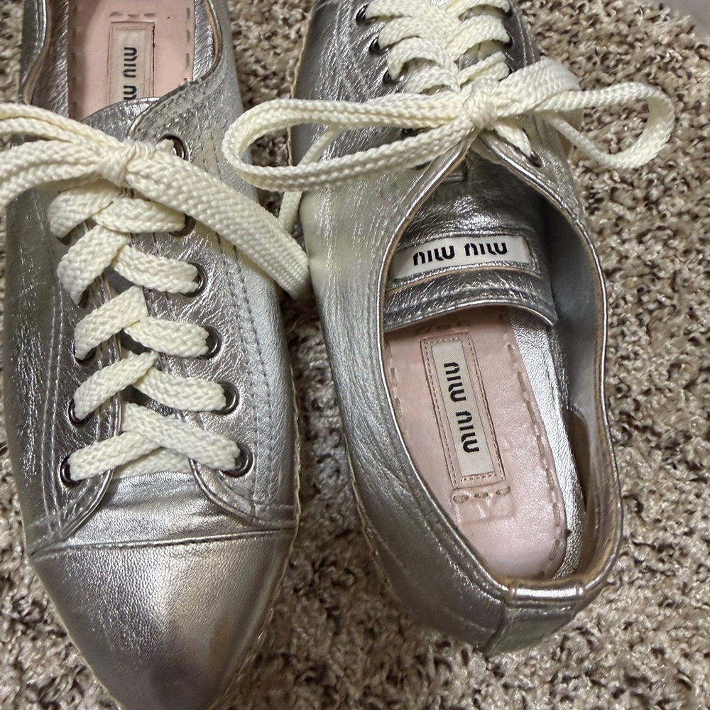 Miu miu Shoes Silver Sneakers platform espadrilles Spring & Summer